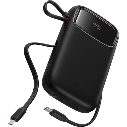 Baseus EnerFill FC31 Qpow 3 Digital Display Power Bank with USB-C+iP Cables 10000mAh 45W (Cosmic Black)