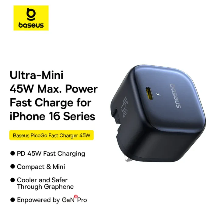 Baseus PicoGo AE11 GaN Fast Charger 1C 45W (Cosmic Black)