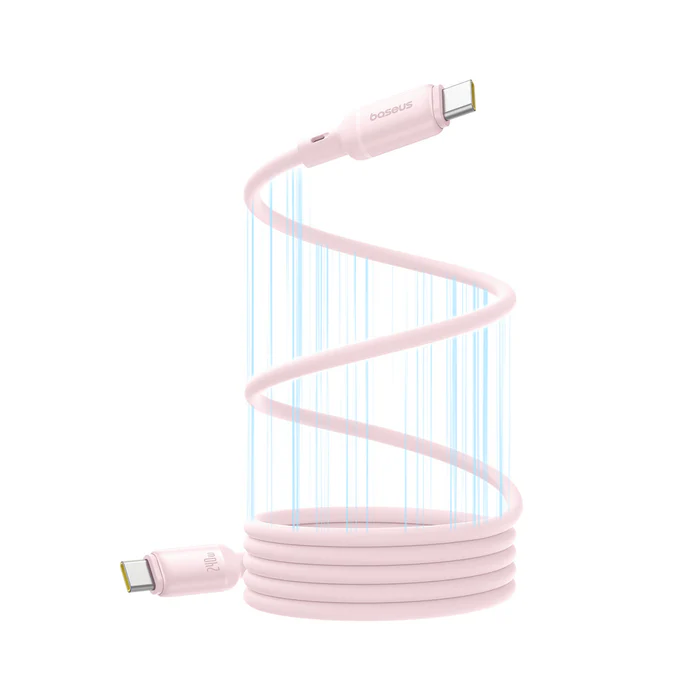 Baseus PicoGo Magnetic Liquid Silicone Fast Charging Cable USB-C to USB-C 240W 1m (Baby Pink)