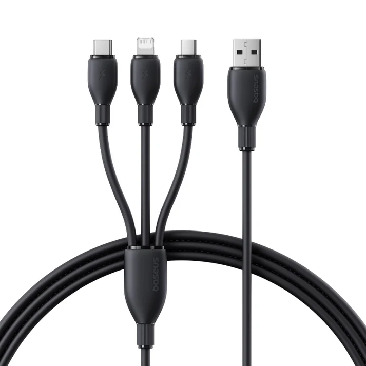 Baseus Ultra-Fast One-for-Three Fast Charging Cable USB-A to M+L+C 1.3m (Cosmic Black)