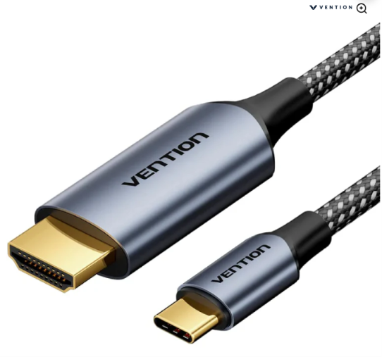 Vention Braided Aluminum Alloy USB-C to HDMI 4K HD Cable 1.8M (Gray)