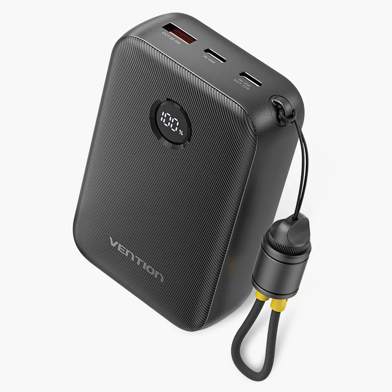 Vention Power Bank 20000mAh with Built-in USB-C-C Cable (Black)