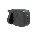 Powerology Gan |Dual-USB-C  Wall Charger (Black)