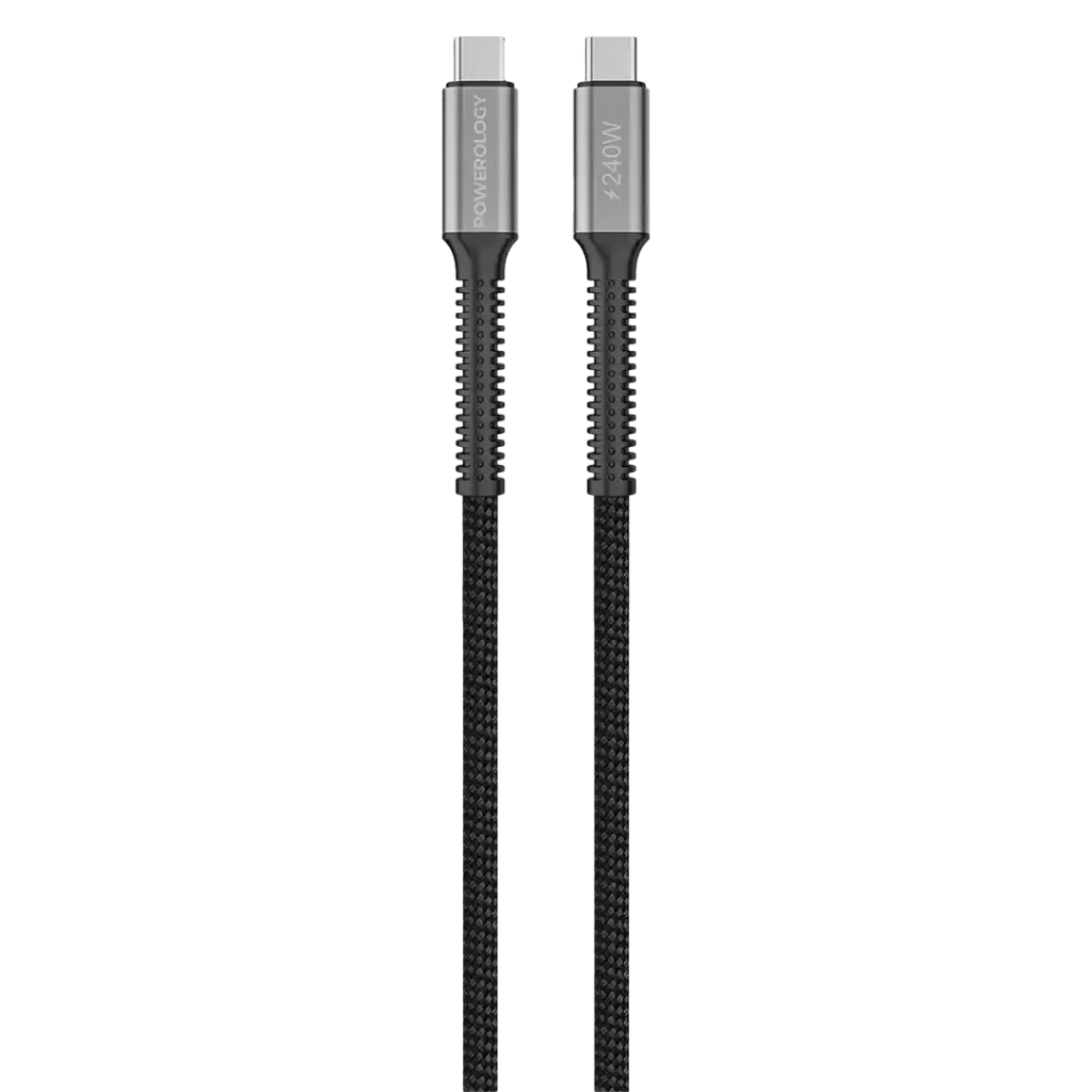 Powerology USB4 Braided USB-C To USB-C Cable PD 240W (Black)