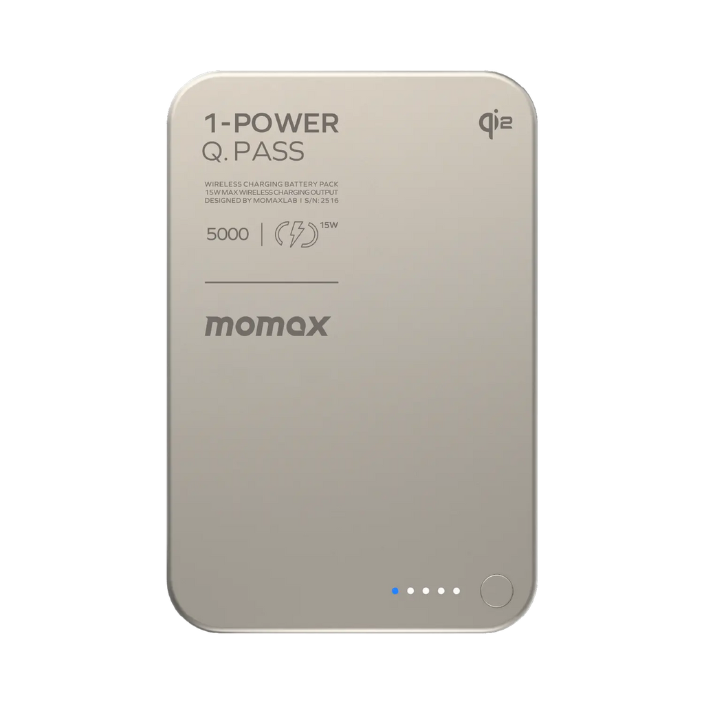Momax 1-Power Q.Pass 5000mAh Qi2 Magnetic Wireless Battery Pack (Titanium)