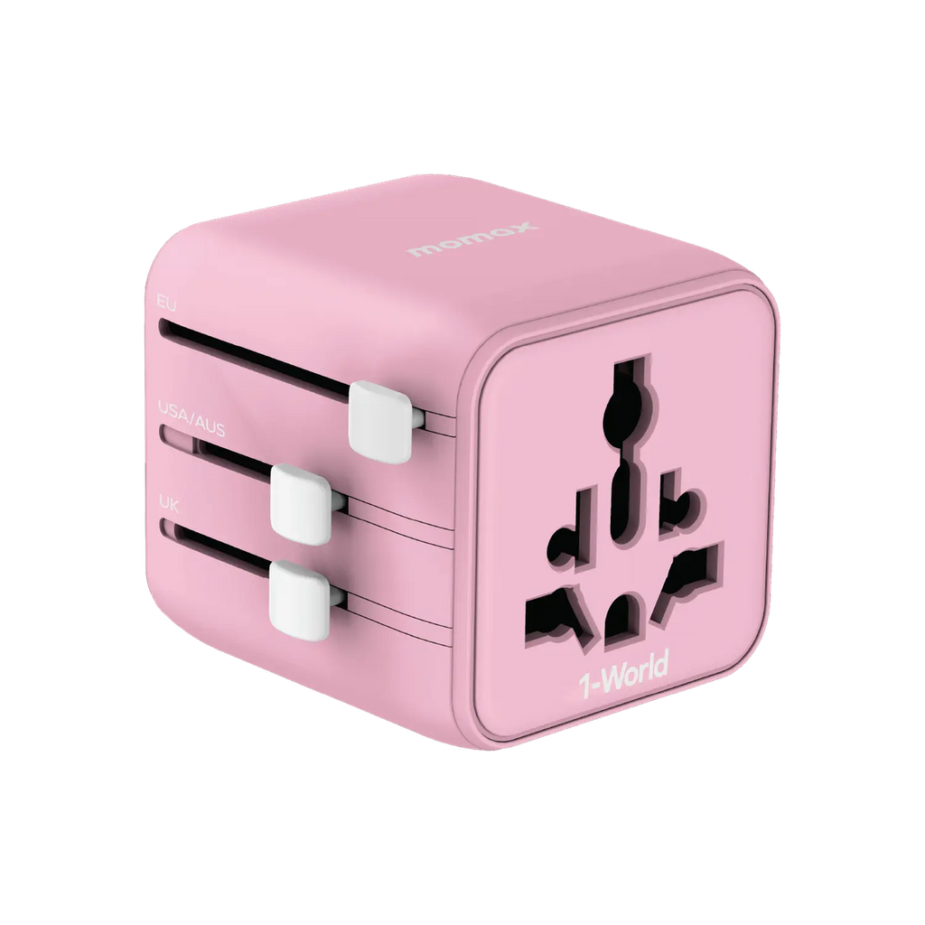 Momax  1-World Travel Adaptor (Pink)