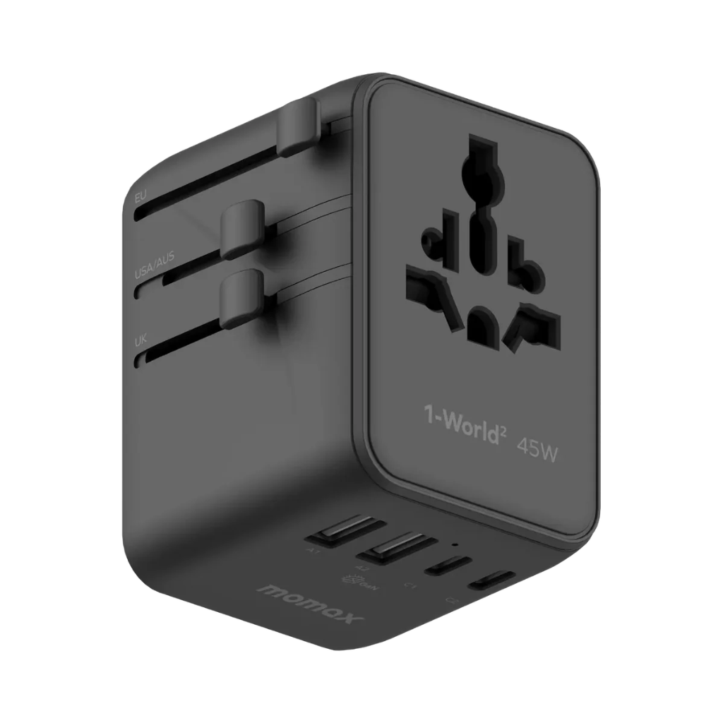 Momax 1-World2 45W 5-Port Dual AC Travel Adaptor (Black)