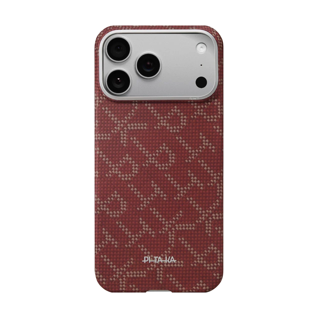 PITAKA Monogram Gold/Red Ultra-Slim Case for iPhone 17 Pro max 
