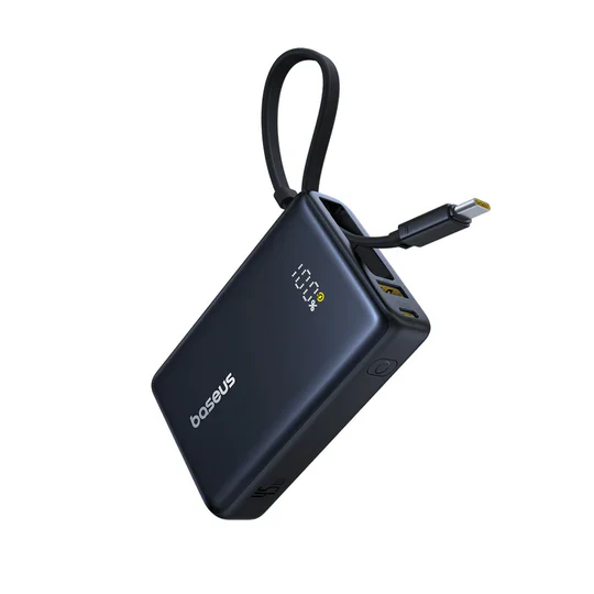 Baseus PicoGo Digital Display Power Bank with Built-in USB-C Cable 10000mAh 45W - Cosmic Black