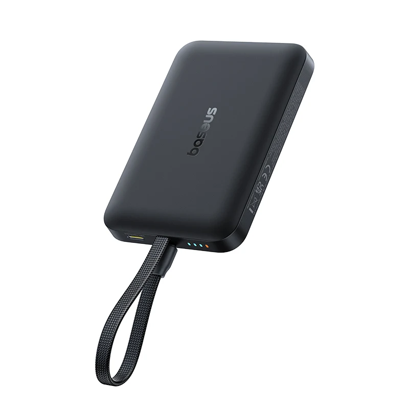Baseus EnerFill FM11 Magnetic Wirless 15W Power Bank with Built-in USB-C Cable 10000mAh 30W - Cosmic Black