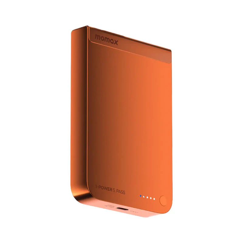 Momax 1-POWER S.PASS 10000mAh Qi2 Magnetic Wireless Battery Pack (Orange)