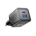 Vention 2-Port Wall Charger USB (C + A) 30W/30W with USB-C to USB-C Cable 1M (Black)