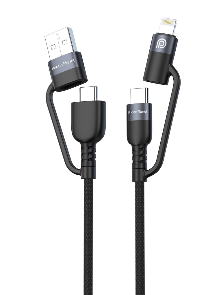 Phone Planet Braided 4 IN 1 Fast Cable (Gray)