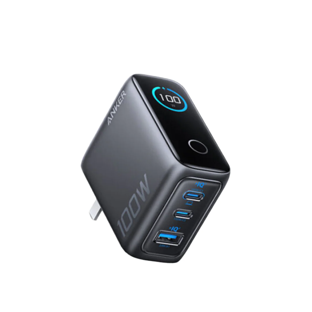 Anker Charger 100W, 3 Ports, Smart Display (Dark Gray)