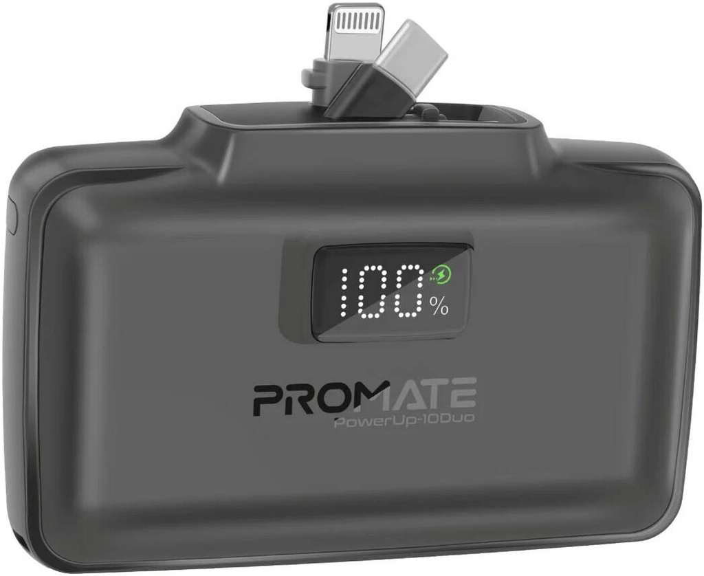 Promate Dual Folding USB-C  &  Lightning with Apple Watch Charge Power Bank 5000mAh (Black)