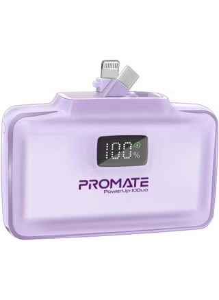 Promate Dual Folding USB-C & Lightning Power Bank 10000mAh (Purple)