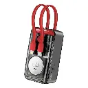 Promate 10000mAh Transparent Smartphone and Apple Watch Charging Power Bank with USB-C & Lightning Cable (Red)