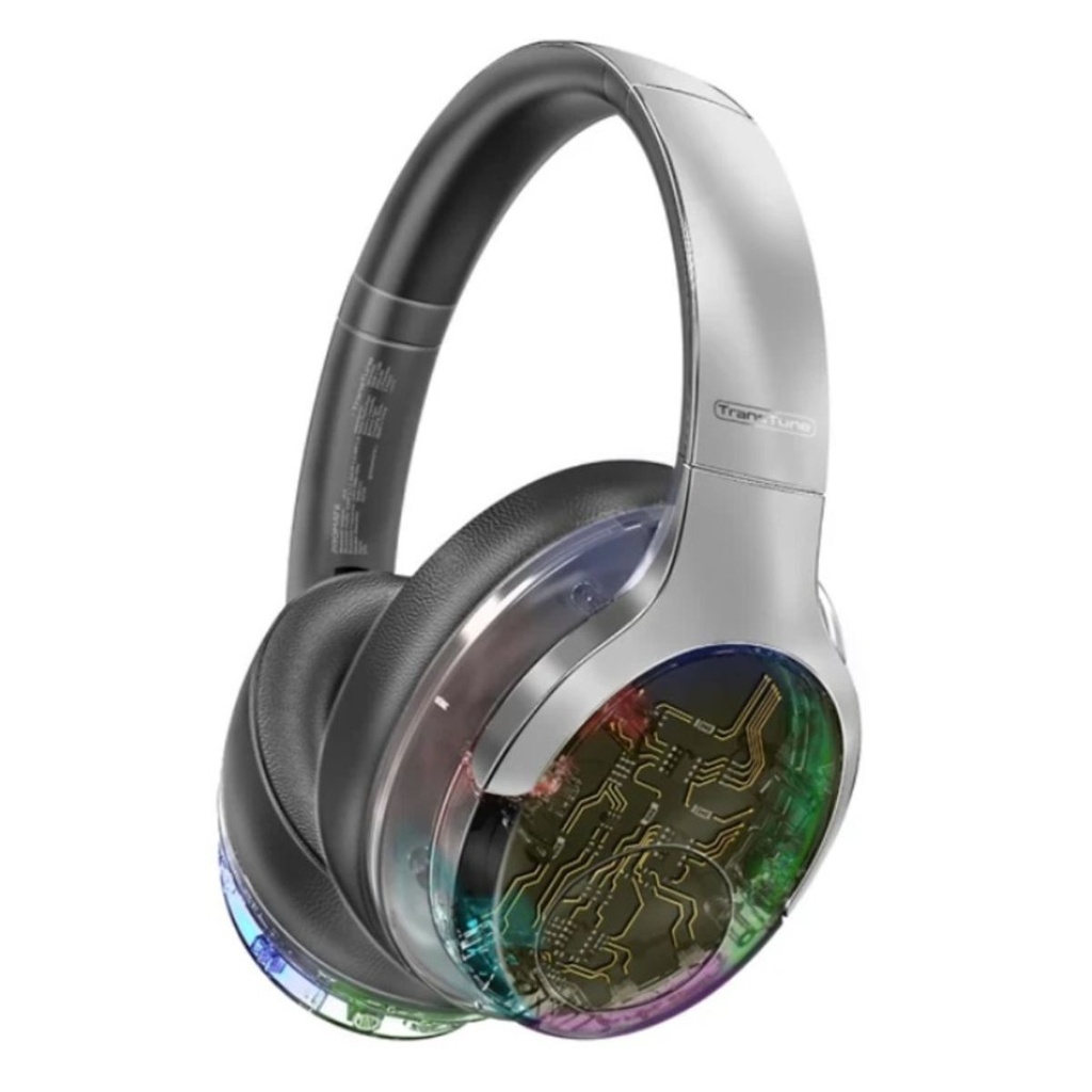 Promate ANC Hi-Fi Stereo Wireless Headphones with RGB Lights (Silver)