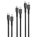 Promate Cable Kit 27W PD 3Pcs High Tensile Strength USB-C to Lightning (Black)