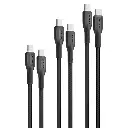 Promate Cable Kit 60W PD 3Pcs High Tensile Strength USB-C (Black)