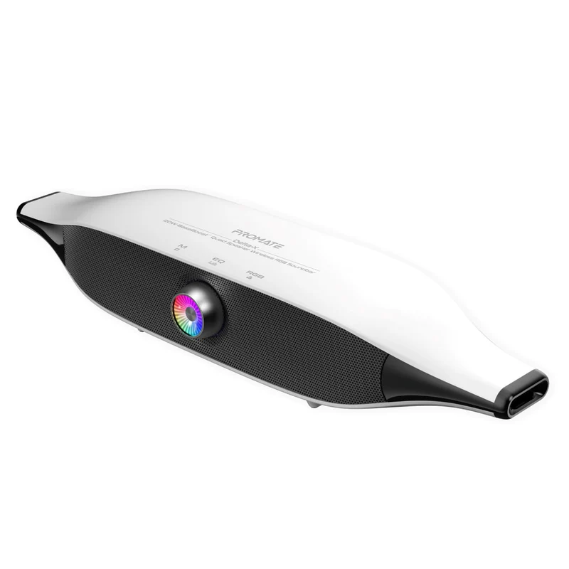 Promate 20W BassBoost™ Quad Speaker Wireless RGB Soundbar  • 30Hours Playback (White)