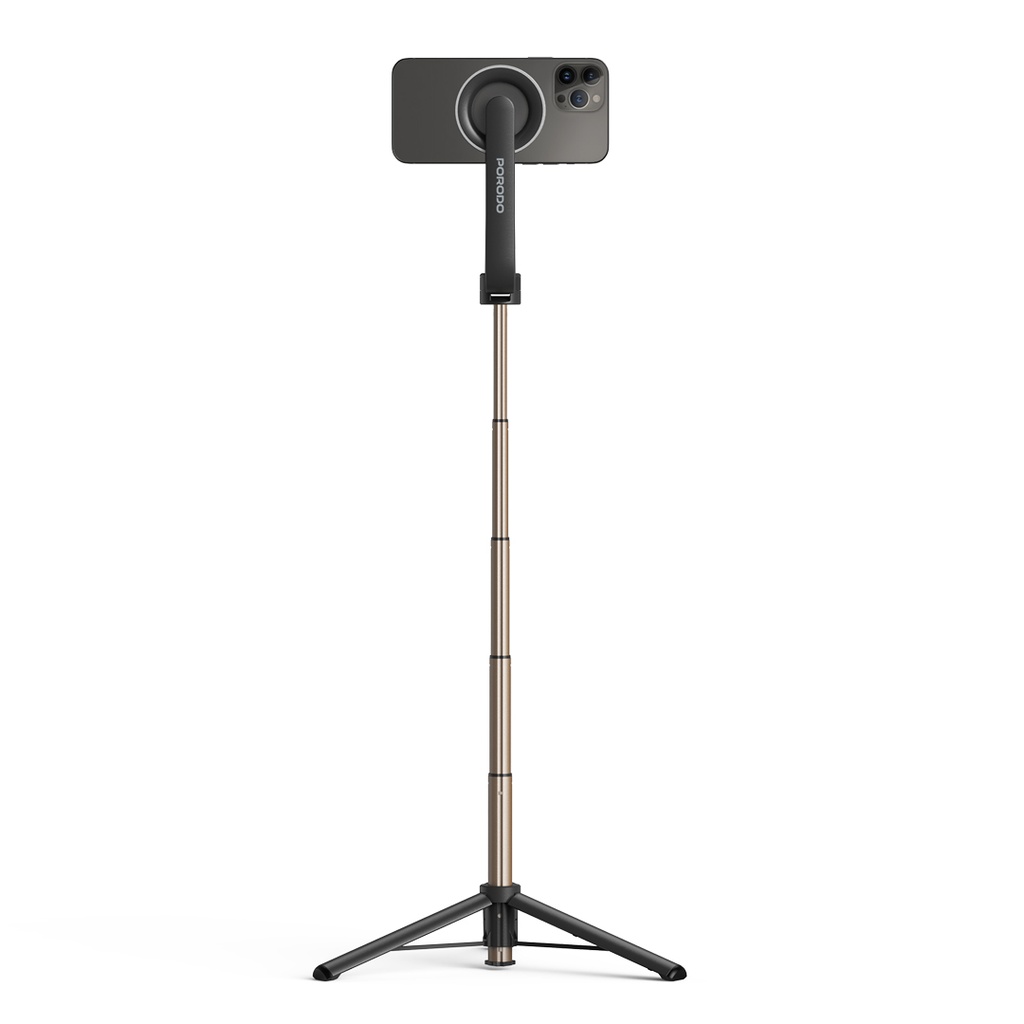 Porodo Magnetic Magsafe Selfie Tripod 64.5 CM Remote (Black)