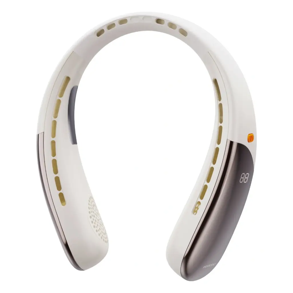 Porodo Lifestyle Chillo Zen Neck-Hanging Cooling Fan with Intelligent Digital Display (Beige)