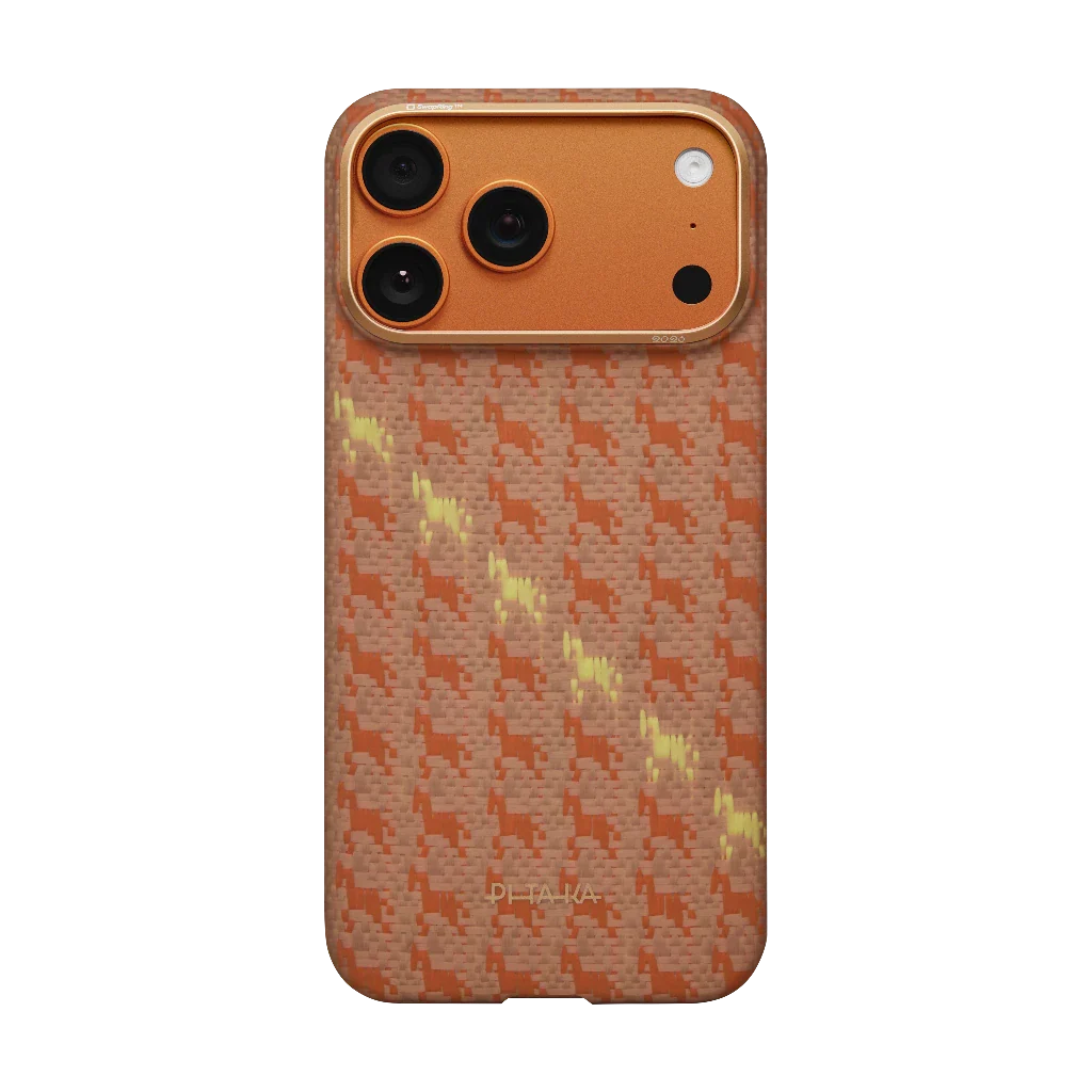 (Amber ) PITAKA Happiness Rides In Edge لهاتف iPhone 17 Pro Max  كفر 