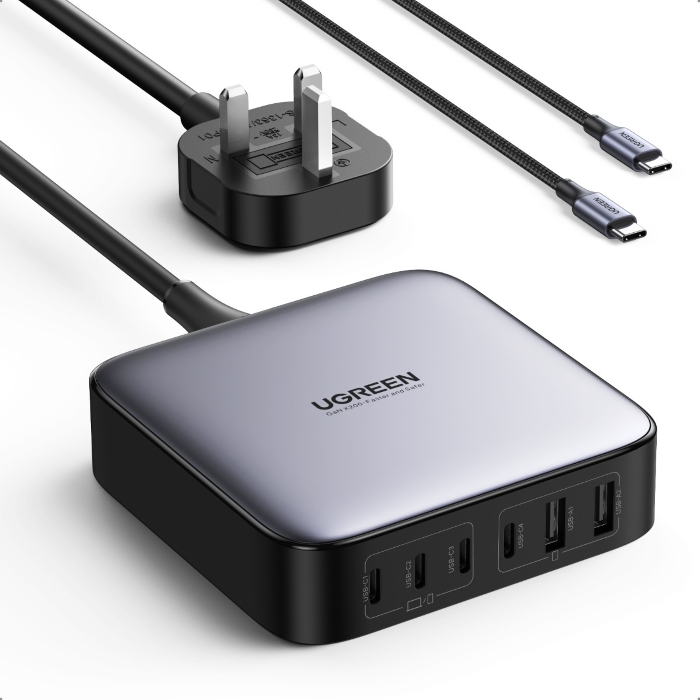 UGREEN Nexode 200W 6-Port GaN Desktop Fast Charger UK (Space Gray)   