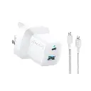 شاحن أنكر 323 بقوة 33 واط مع كابل USB-C إلى لايتنينج 1 متر (أبيض)