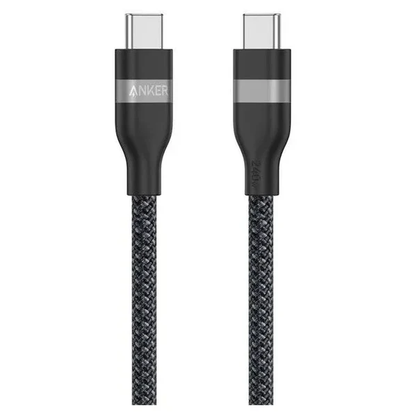 كابل أنكر نايلون USB-C إلى USB-C 3.0، 0.9 متر (أسود)