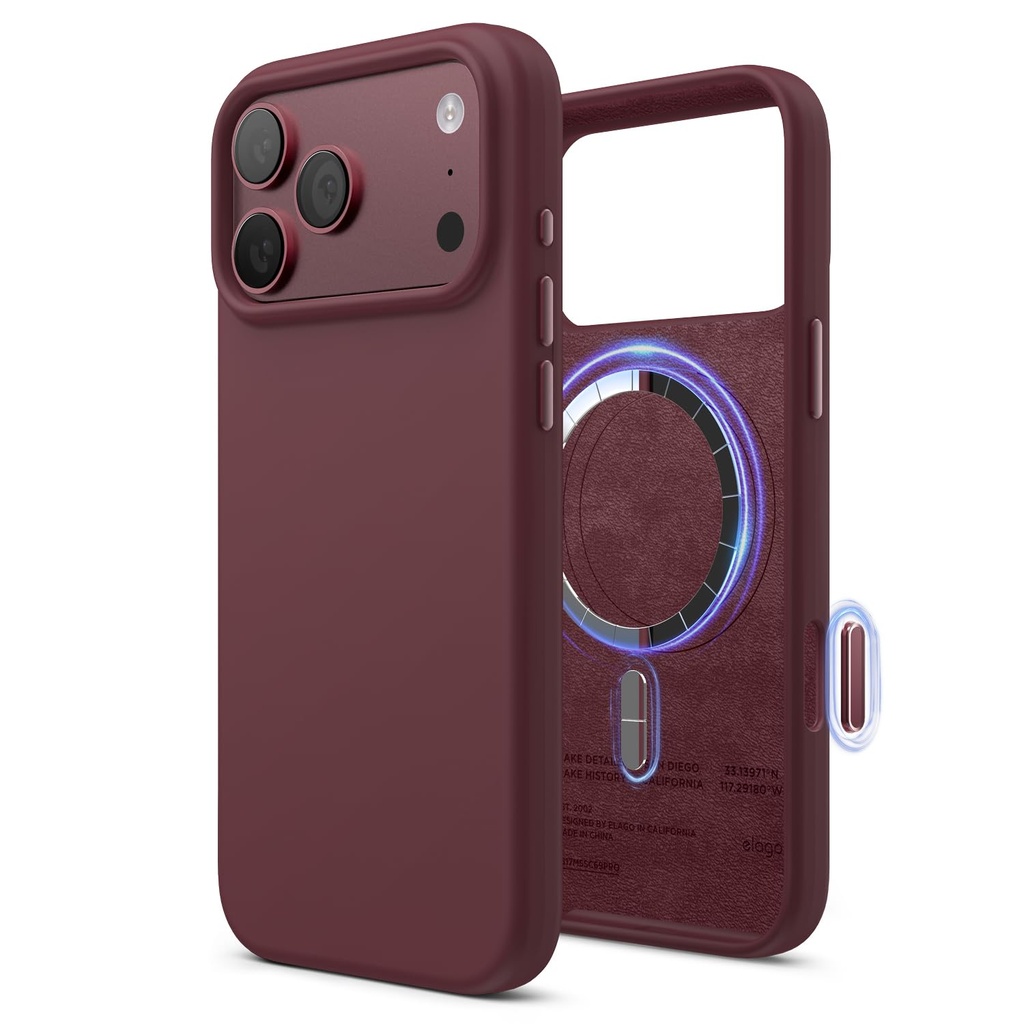 Elago Magnetic Silicone Case for iPhone 17 Pro/18 Pro (Burgandy)