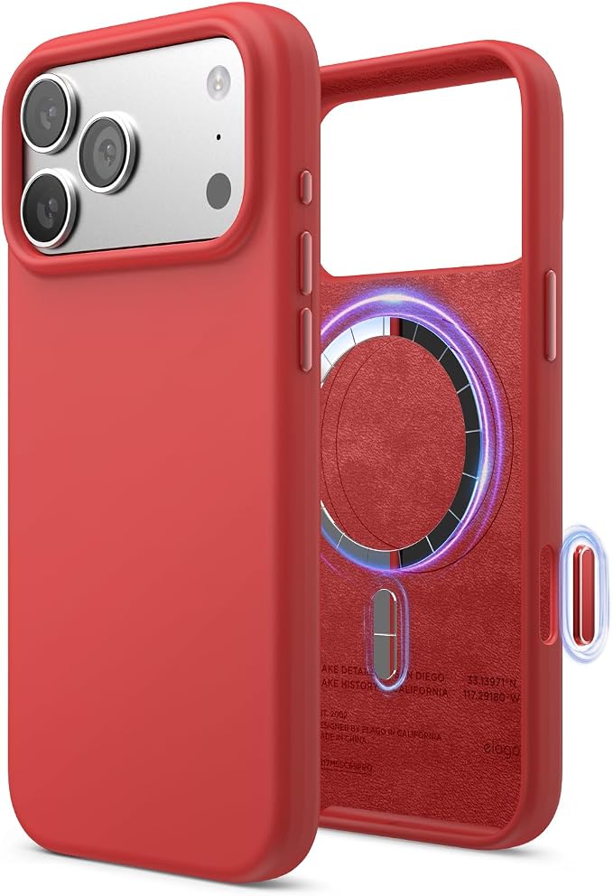 Elago Magnetic Silicone Case for iPhone 17 Pro Max/18 Pro Max (Red)