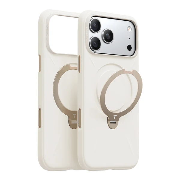 Torras OStand Q3 Silicone Case for iPhone 18 Pro (White)