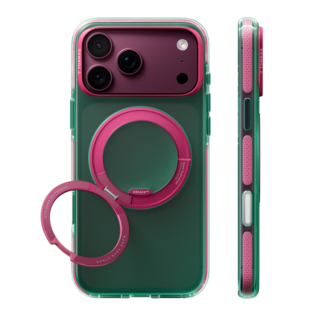 Torras Ostand O3 Hue Case for iPhone 18 Pro (Green&Pink)