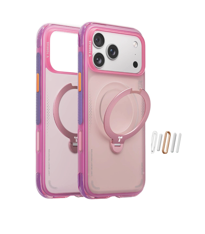 Torras Ostand O3 Hue Case for iPhone 18 Pro (Pink&Yellow)