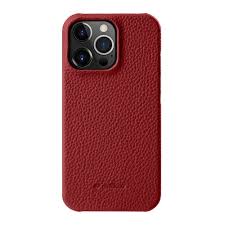 Melkco Back Snap Series Lai Chee Pattern Premium Leather Snap Case for iPhone 14 Pro Max (Red)
