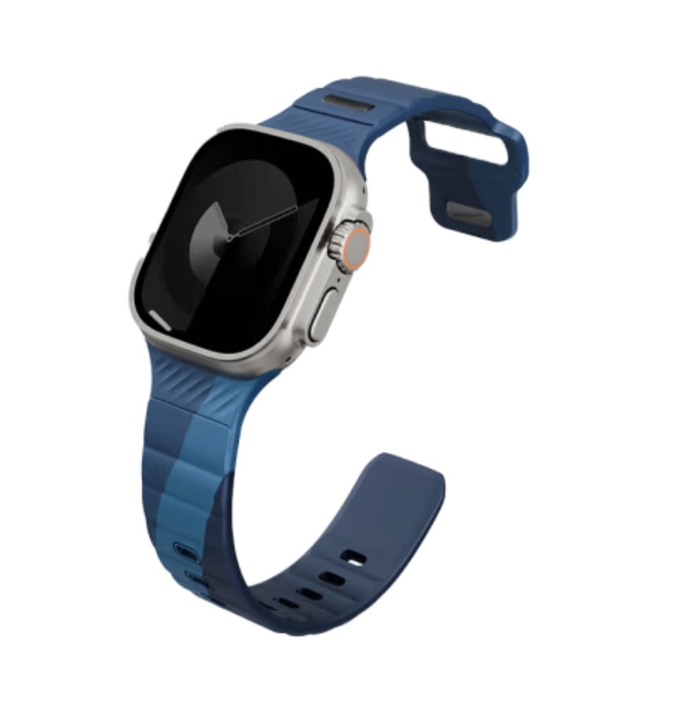 Uniq Stride De FKM Strap for Apple Watch 49/46/45mm (Storm / Aegean Blue)