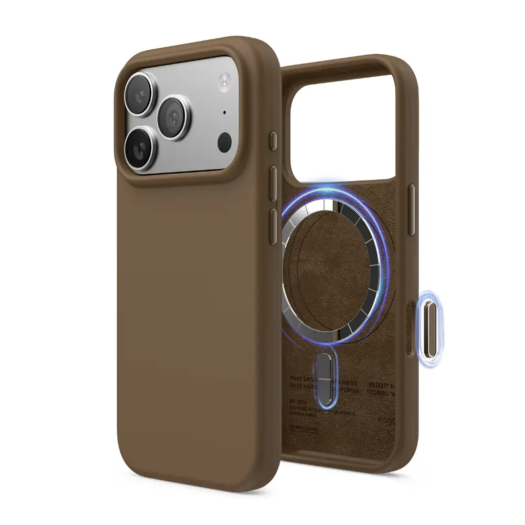 Elago Magnetic Silicone Case for iPhone 17 Pro/18 Pro (Brown)