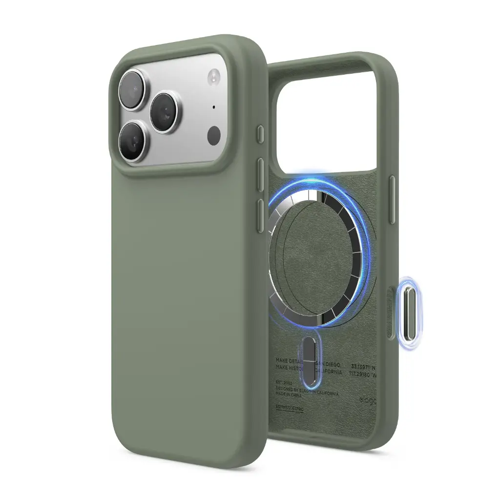Elago Magnetic Silicone Case for iPhone 17 Pro/18 Pro (Khaki Green)
