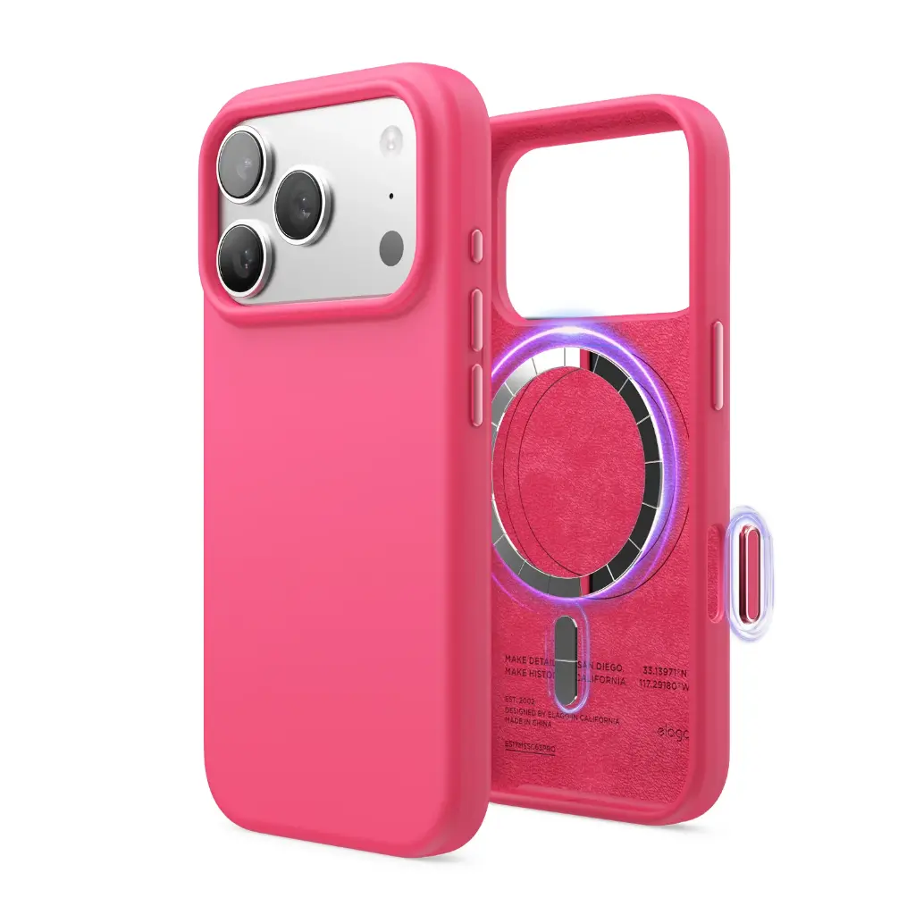Elago Max Magnetic Silicone Case for iPhone 17 Pro Max/18 Pro Max (Ice Red)