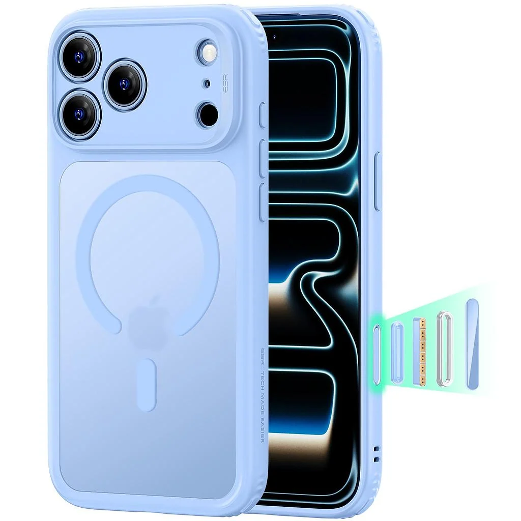 ESR Classic Hybrid Magnetic Case (Camera Control) for iPhone 17 Pro Max/18 Pro Max (Frosted Light Blue)
