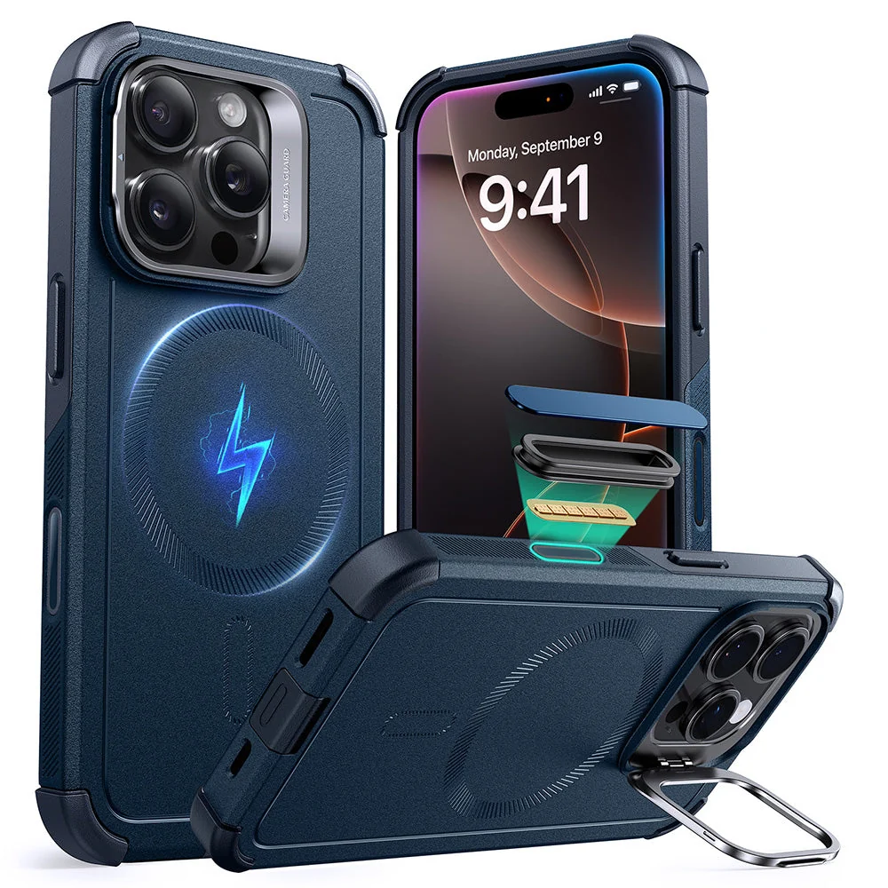 ESR Classic Hybrid Magnetic Case (Camera Control,Stash Stand) for iPhone 17 Pro Max/18 Pro Max (Frosted Light Blue)