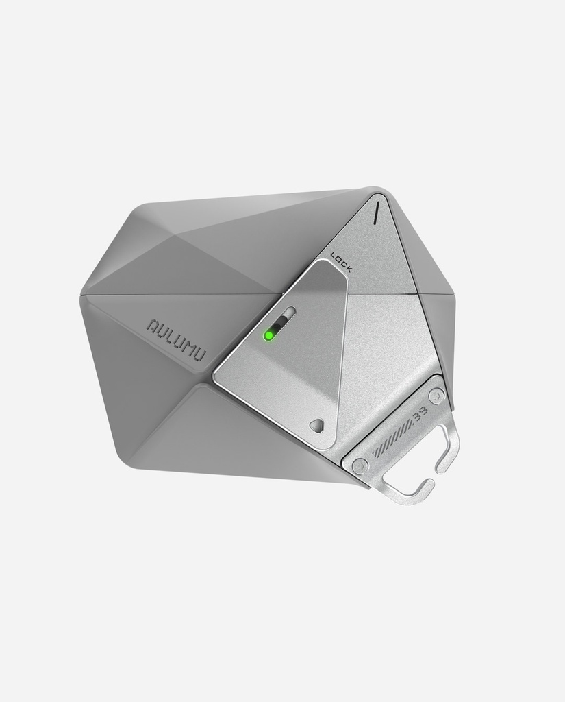 AULUMU Geometric Case for AirPods Pro 3 | Lock & Lanyard (Gray)