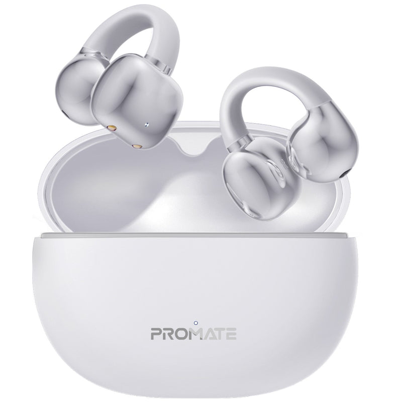 Promate Earbuds AudioFit™ Open Ear Clip On TWS w/ IntelliTouch (White)