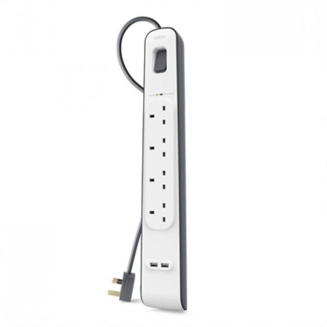 Belkin 4 Way Surge Protection With 2 X 2.4Amp USB Charging