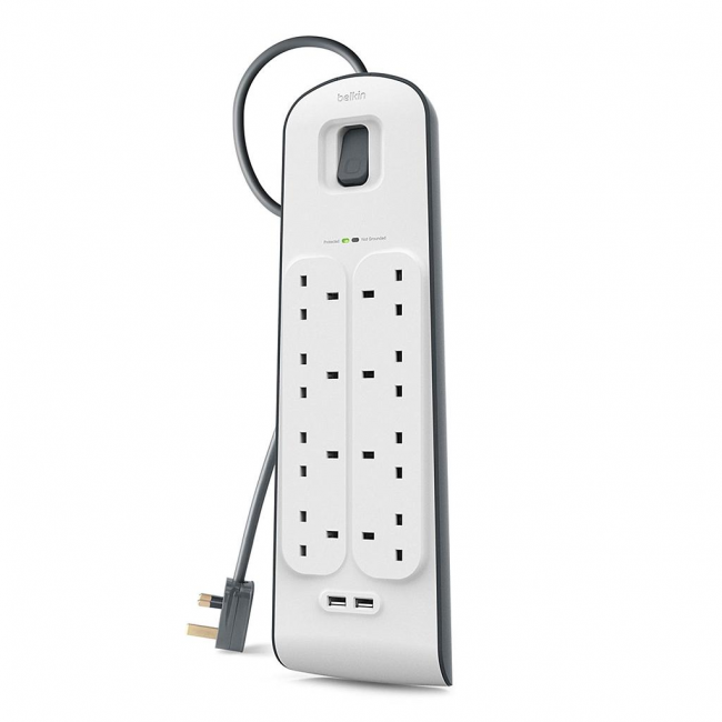 Belkin 8 Way Surge Protection With 2 X 2.4Amp USB Charging