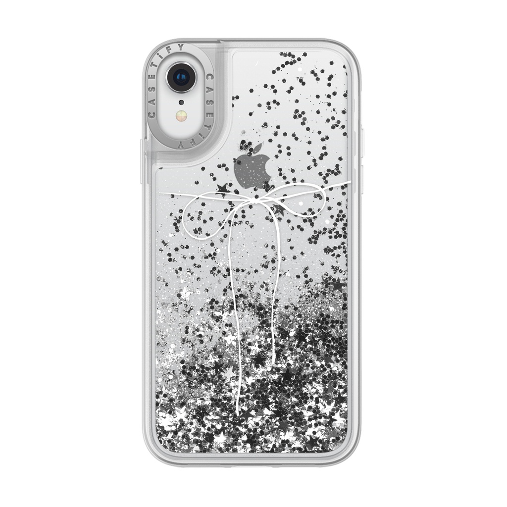 Casetify Glitter Case Take A Bow Silver for iPhone Xr