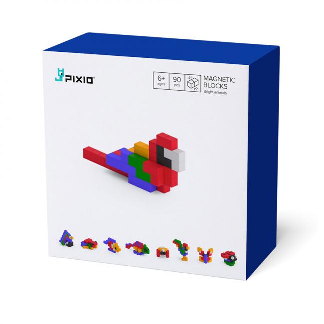 PIXIO Bright Animals - 90 Magnetic Block Set