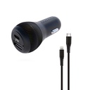 Powerology Dual Port Car Charger 30W USB 2.4A and Type-C to Lighting Cable 0.9M (Black)